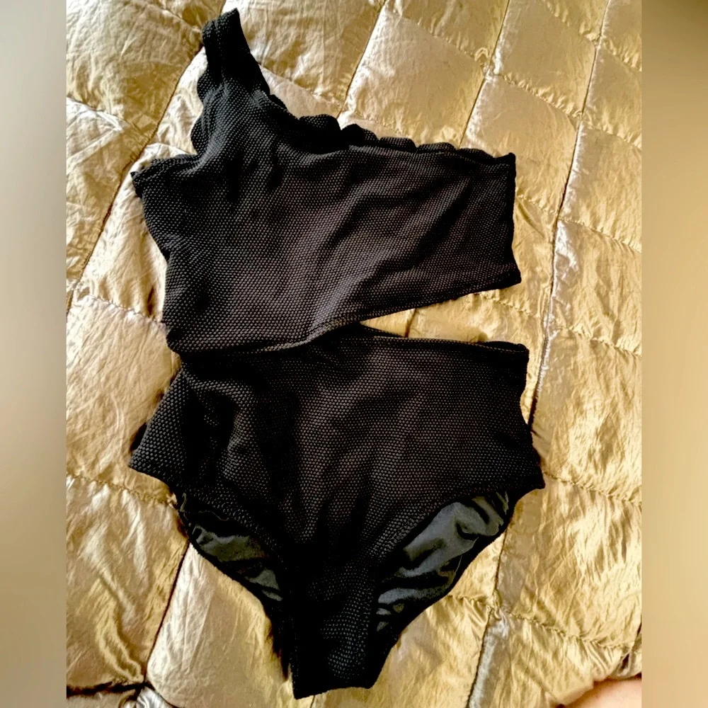 Old Navy Black One-Shoulder One Piece